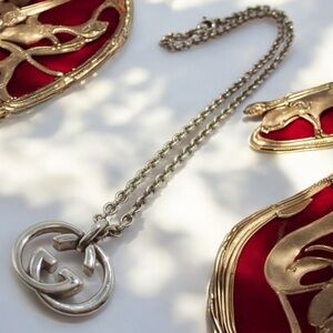 GUCCI Interlocking GG Silver Ag925 Pendant Necklace 🔥
